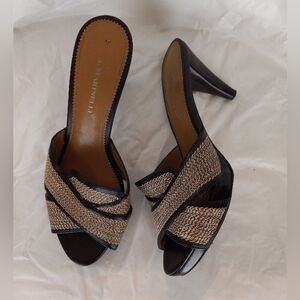 A. Marinelli Size 8M Brown Slides Synthetic Women Sandal Shoes